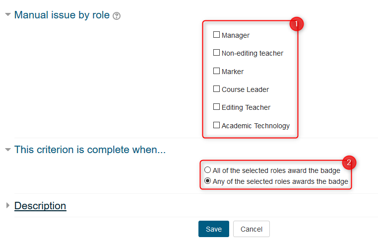 Manually award badge by role