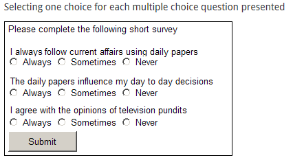 image depicts example of knowledge matrix question