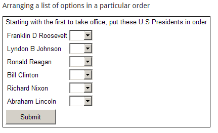 image depicts example of ranking question