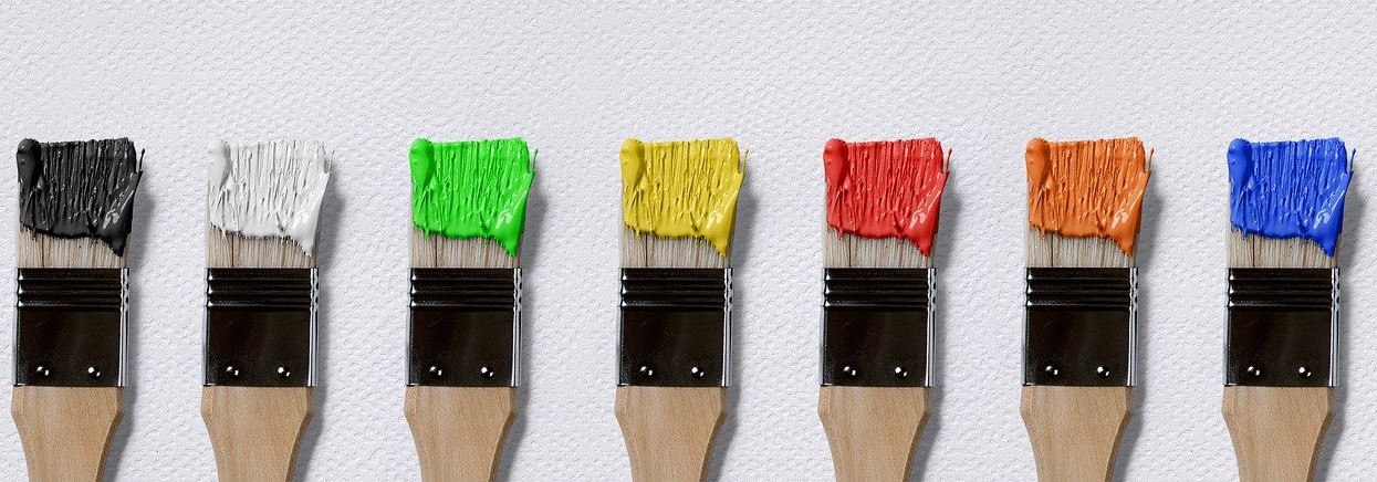 Paint brushes in a row