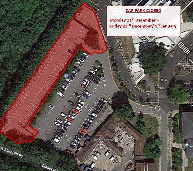 Image displaying the location of the car park closure which is occurring between Monday 11 December 2023 to Friday 5 January 2024