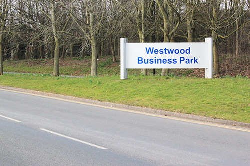Photo of the Westwood Business Park sign