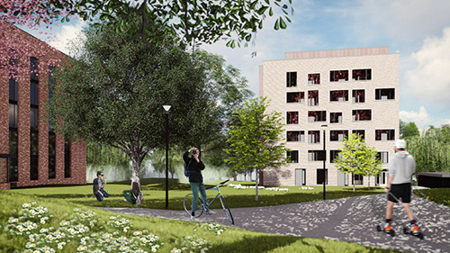 Concept art for the new residences at Cryfield Village