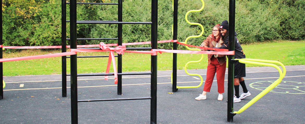 SU Sports Officer Ellie Martin opening the new Claycroft Activity Zone