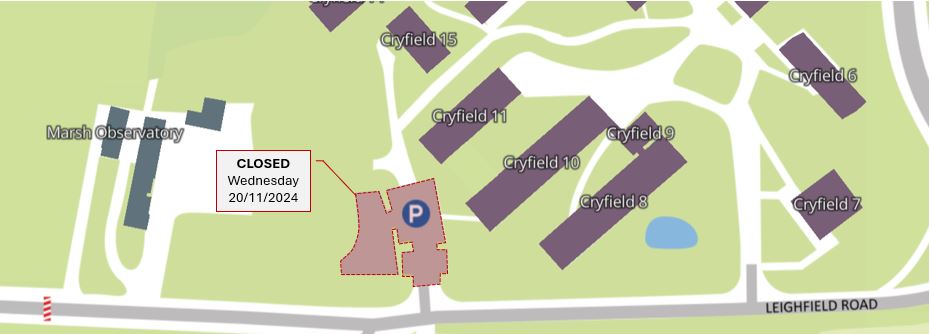 A map showing the location of the milking parlour car park and closure information.