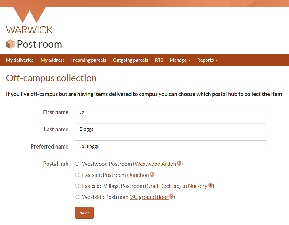 Off-campus collection webpage