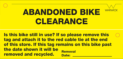 Abandoned bike tag