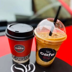 Two Coffees in Cafe2U Branded Cups 
