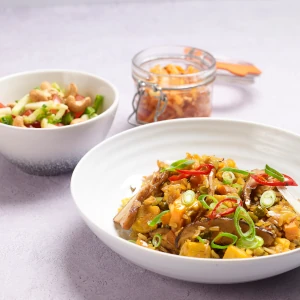 Two Bowls with food in