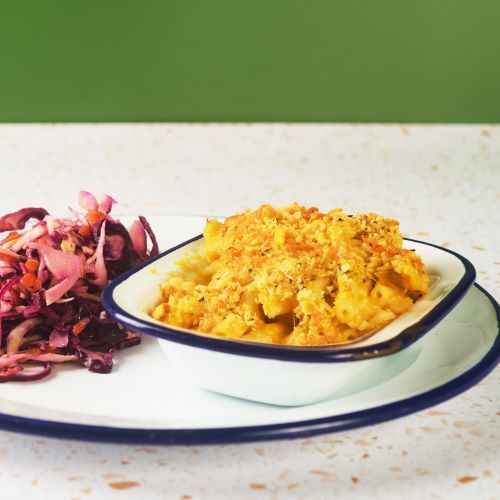 Macoroni and Cheese with a side of Coleslaw