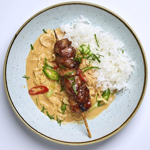 Thai Red Curry with Chicken Skewers