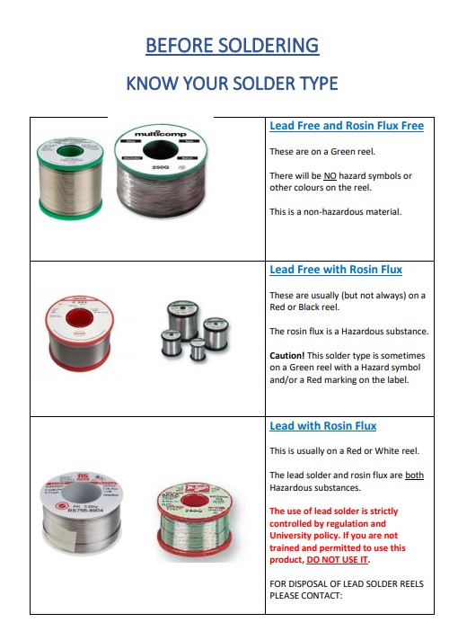 Guidance on how to tell the difference between reels of solder wire