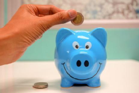 Image of a blue piggy bank