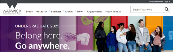 UoW insite page showing the Sign in link in the top right