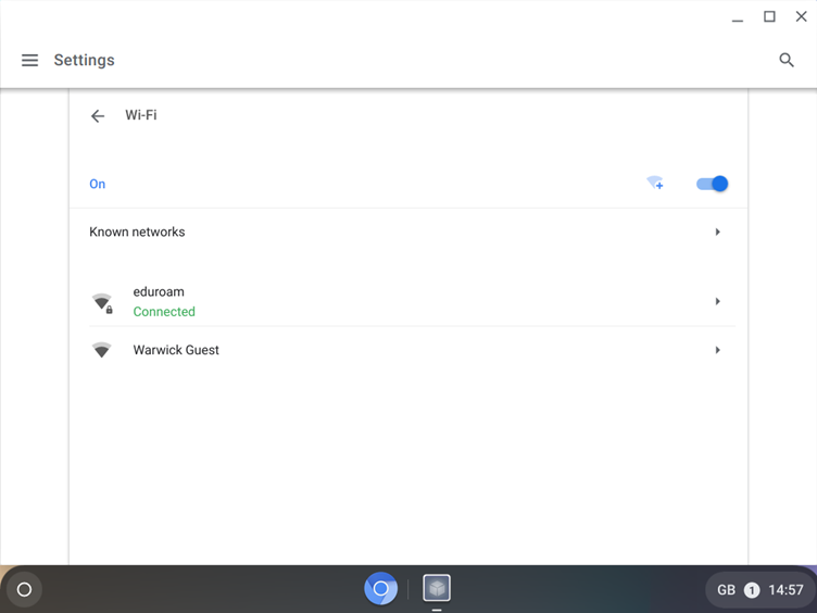 ChromeOS showing WiFi now connected
