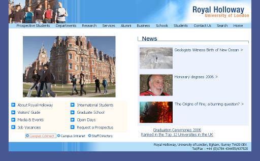 Royal Holloway University of London home page