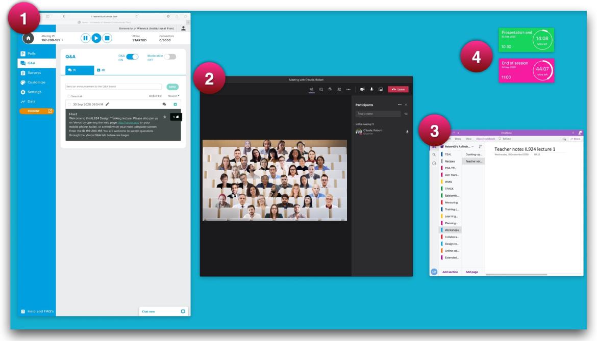 Teacher's session management screen