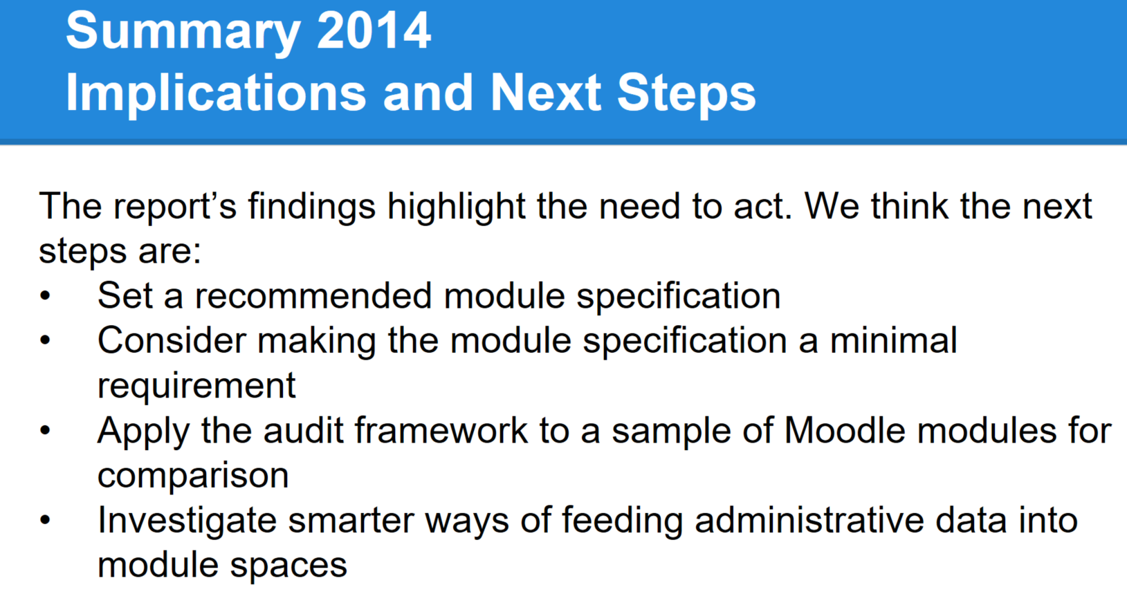 slide summary of recommendations