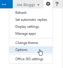 Options location in OWA