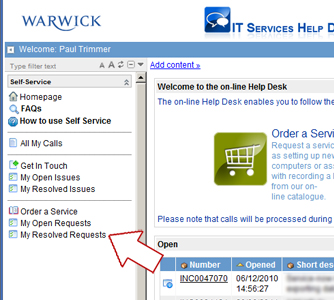 Self-Service - Resolved Requests