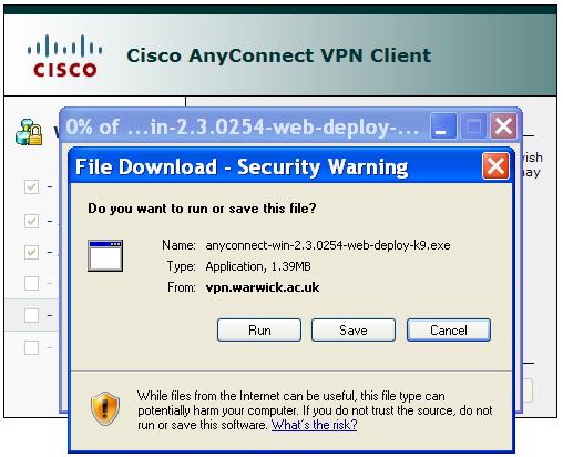 add secure route cisco vpn error