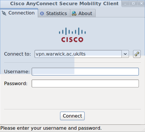 Cisco Any Connect Client Connection Window