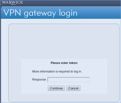 VPN gateway login 2-factor challenge ITS