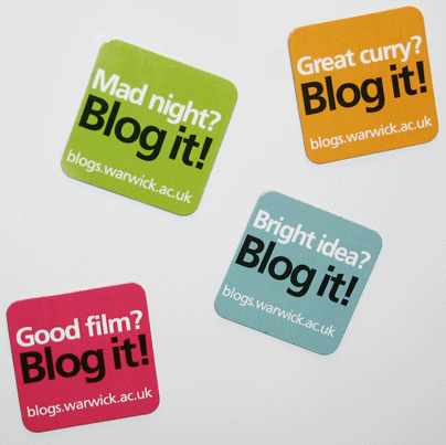 Fridge magnets for Warwick Blogs publicity campaign