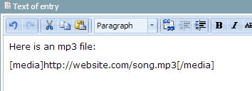 mp3 url surrounded by pair of [media] tags