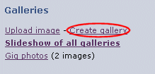 The create gallery link