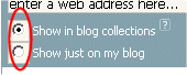 Decide whether you want your entry to appear in blog collections