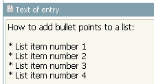 Bullet point list