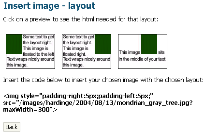 Choosing image layout