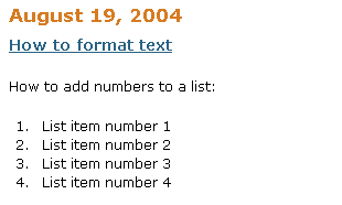 Published numbered list