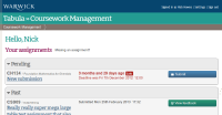 New Coursework Management homepage for students
