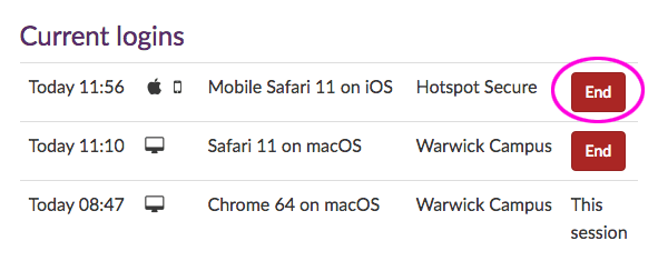 End a signed-in session