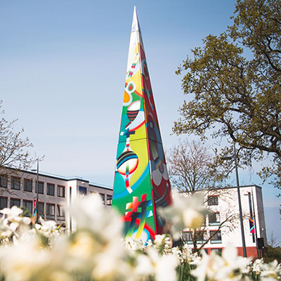 A JPG image of Warwick's 'Needle of Knowledge' sculpture with low compression