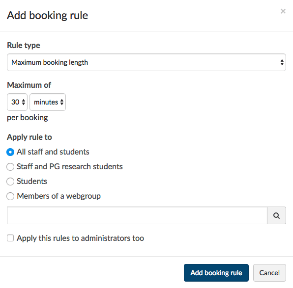 Add a booking rule