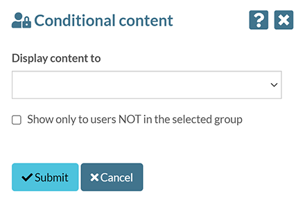 The 'Conditional content' pop-up
