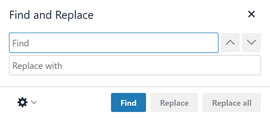 The 'Find and replace' pop-up