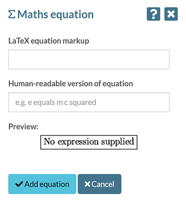 The 'Maths equation' pop-up