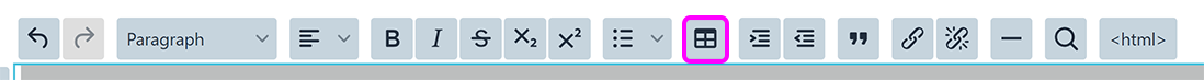 The Components Editor toolbar, with the 'New table' button highlighted