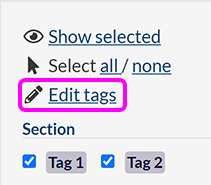 The tags list, with the 'Edit tags' link highlighted