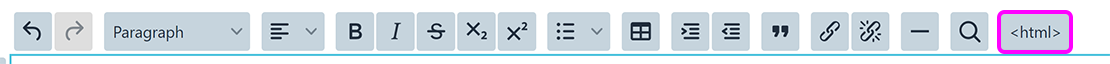 The Components Editor toolbar, with the 'View HTML source' button highlighted