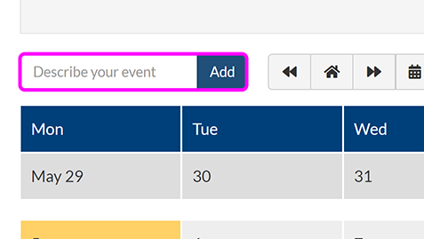 The 'Add' box on a calendar page