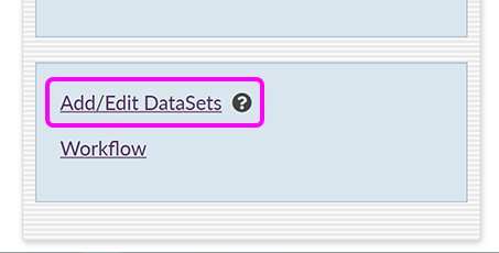 The bottom of the form options list, with 'Add/edit DataSets' highlighted