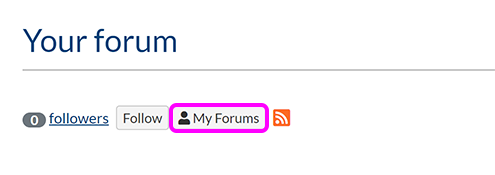 The top of a SiteBuilder forum page, with the 'My forums' button highlighted