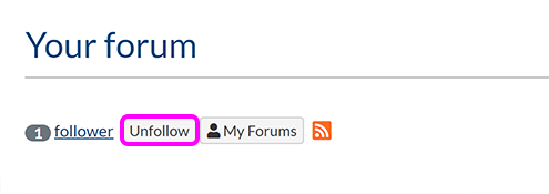 The top of a forum page, with the 'Unfollow' button highlighted