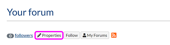 The 'Properties' button for a SiteBuilder forum