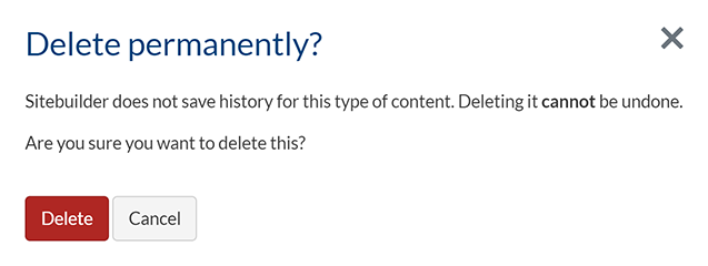The confirmation pop-up to delete a glossary definition